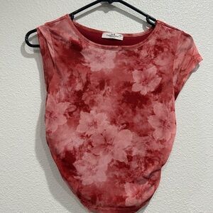 Rebellious Dreamer Women's Pink Floral Cropped Bunched Sides size Small